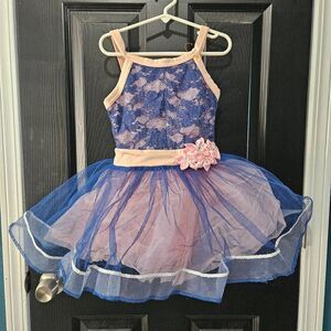 Weissman dance costume intermediate child blue pink jazz tap solo